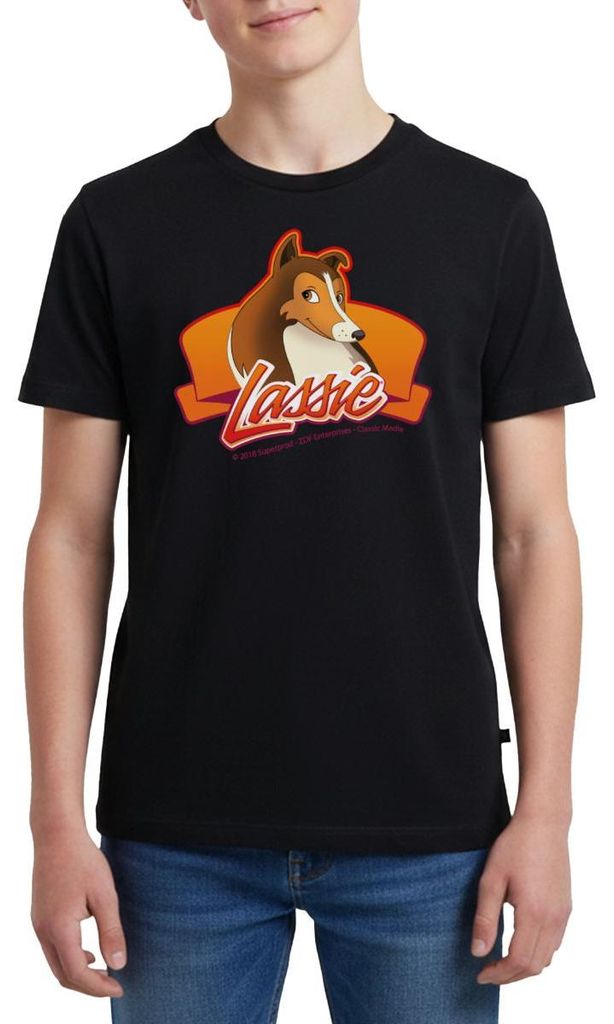 Spreadshirt Lassie Logo Teenager Premium T-Shirt, 146/152 (10 Jahre), Schwarz