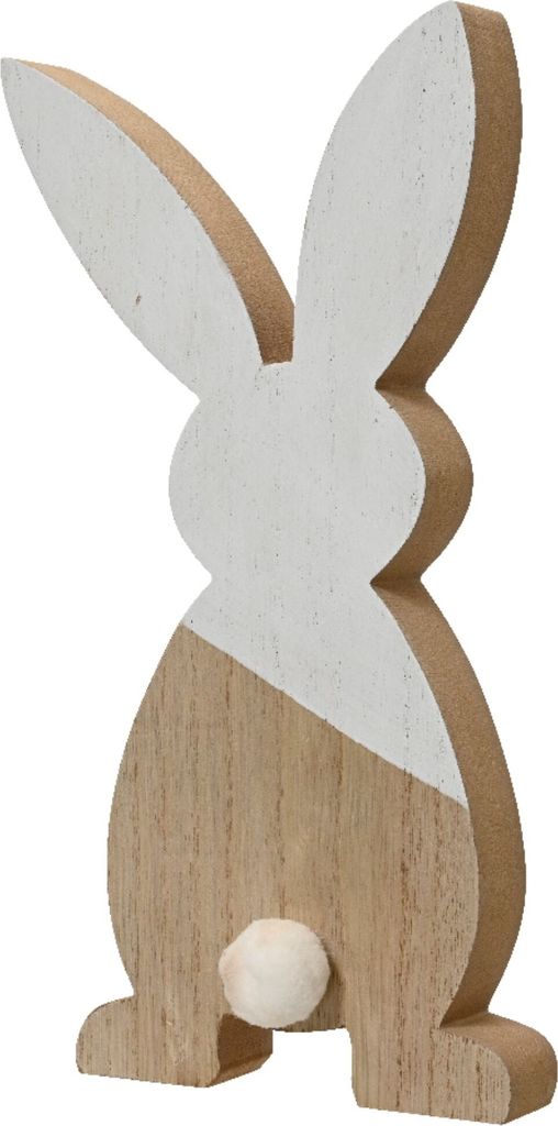 Dekofigur Hase 29,5cm Holz Natur / Weiß