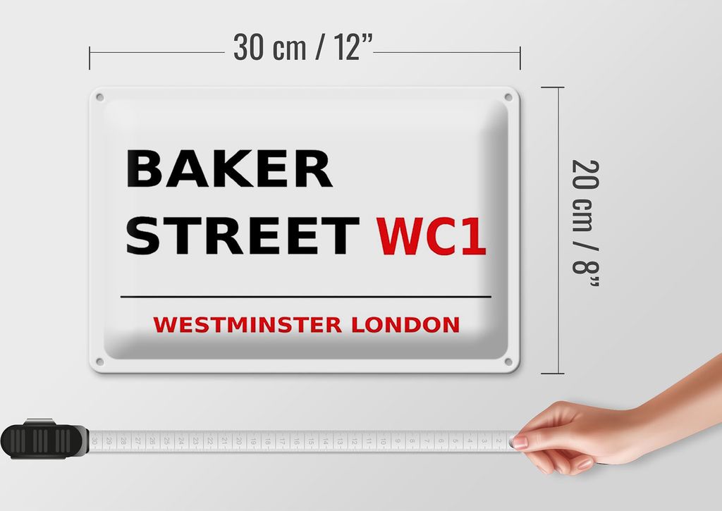 Blechschild Londýn 30x20cm Ulice Baker street WC1 Obrázek produktu 5