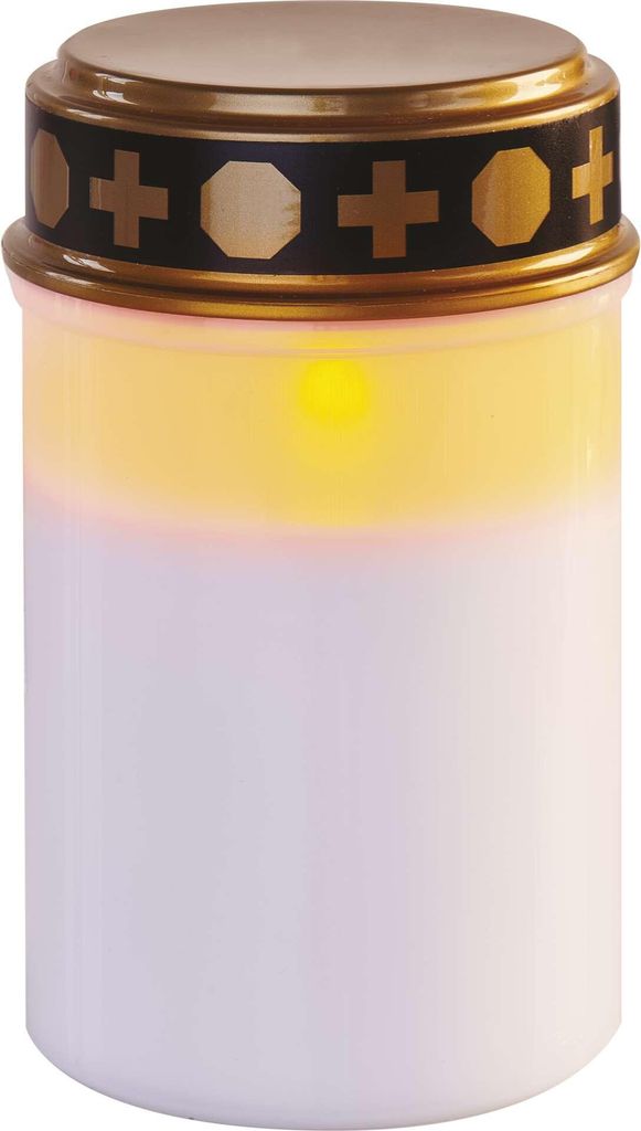 LED hřbitovní svíčka, 12,5 cm, 2x C, venkovní i vnitřní, vintage, časovač