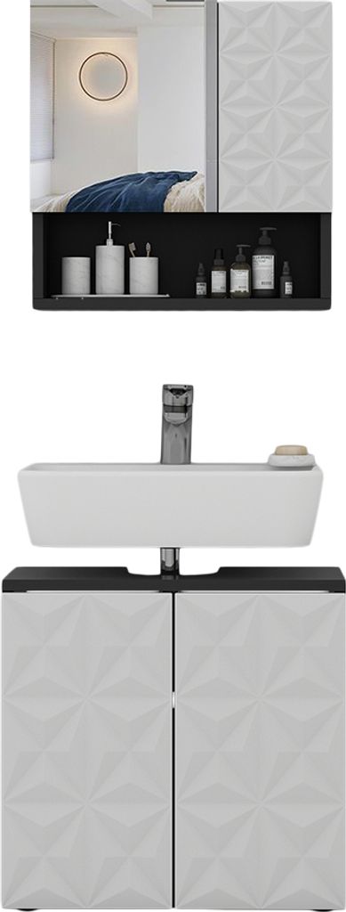 Badmöbel-Set Vicco Edge Schwarz 2 Teile, Model 40563