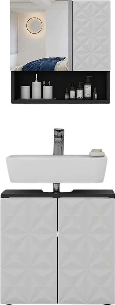 Aménagement salle de bain Vicco Edge Noir - Rangement design 2 pièces