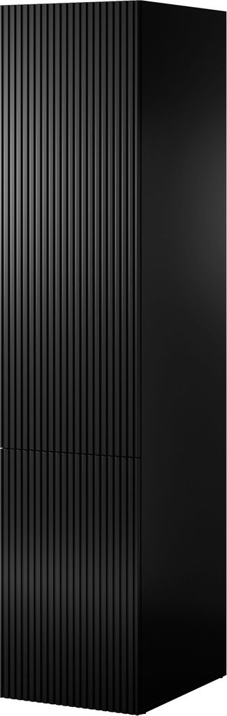 Furniture24 Schrank PAFOS 45 Regalschrank 45x198x55 cm gefräste Fronten in MDF Platte 1 Türiger Halbschrank Wohnzimmerschrank Schwarz