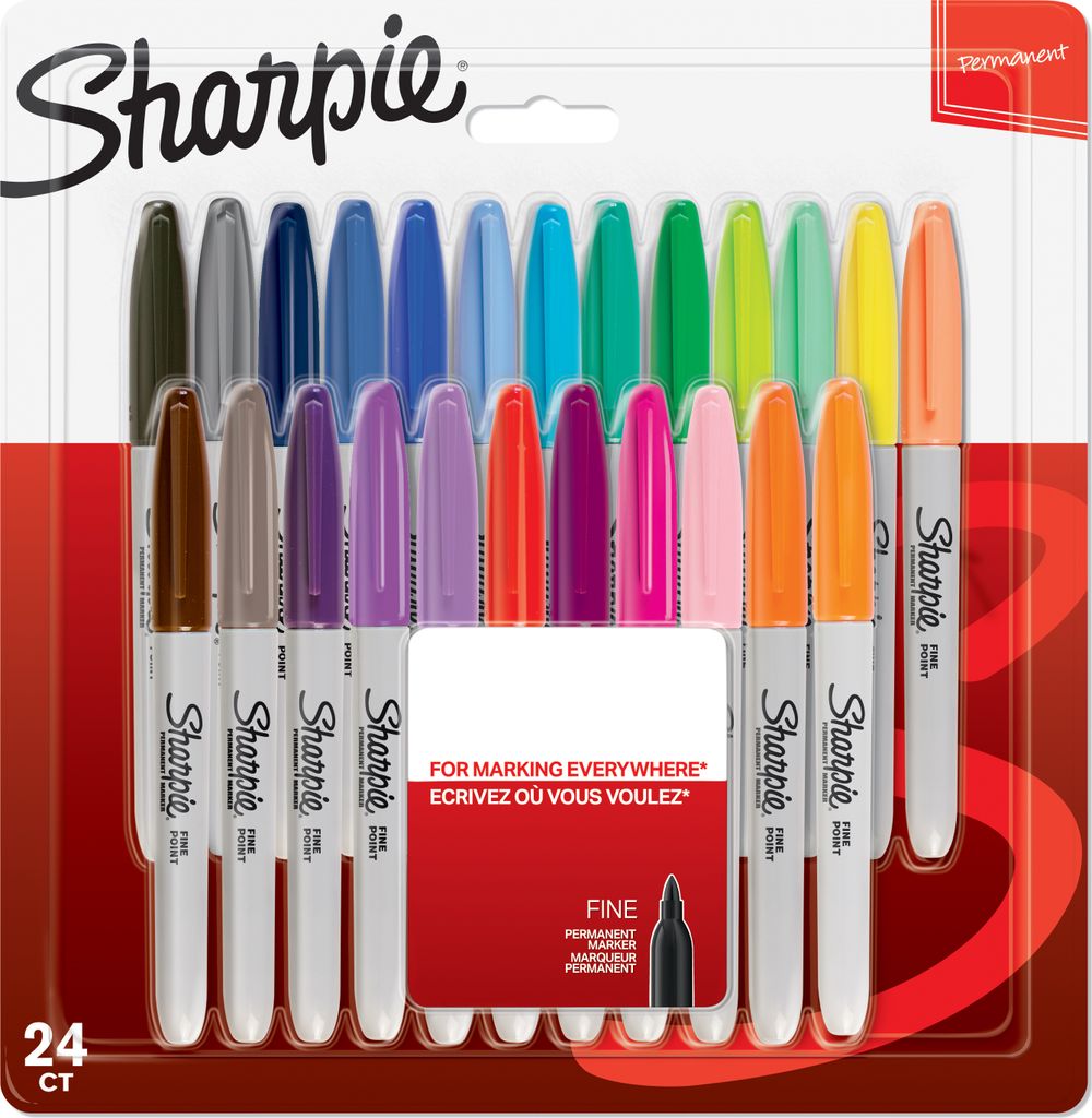 Sharpie Permanent Marker | Marker Stifte mit feiner Spitze | gemischte Farben | 24er Set