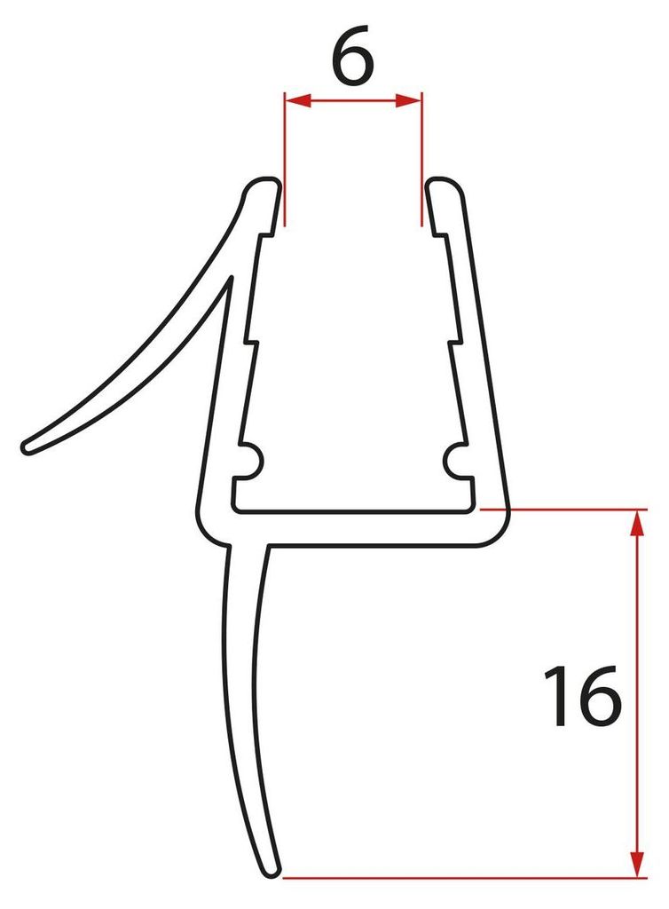 Polysan Untere Dichtung für Türen Viertelkreis, 6mm, 690mm