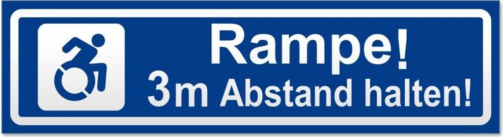 Kiwistar Rampe Motiv 3m Abstand invertiert Magnetschild Schild magnetisch - 60cm Verkehrsblau - Magnetfolie für Auto PKW Kfz