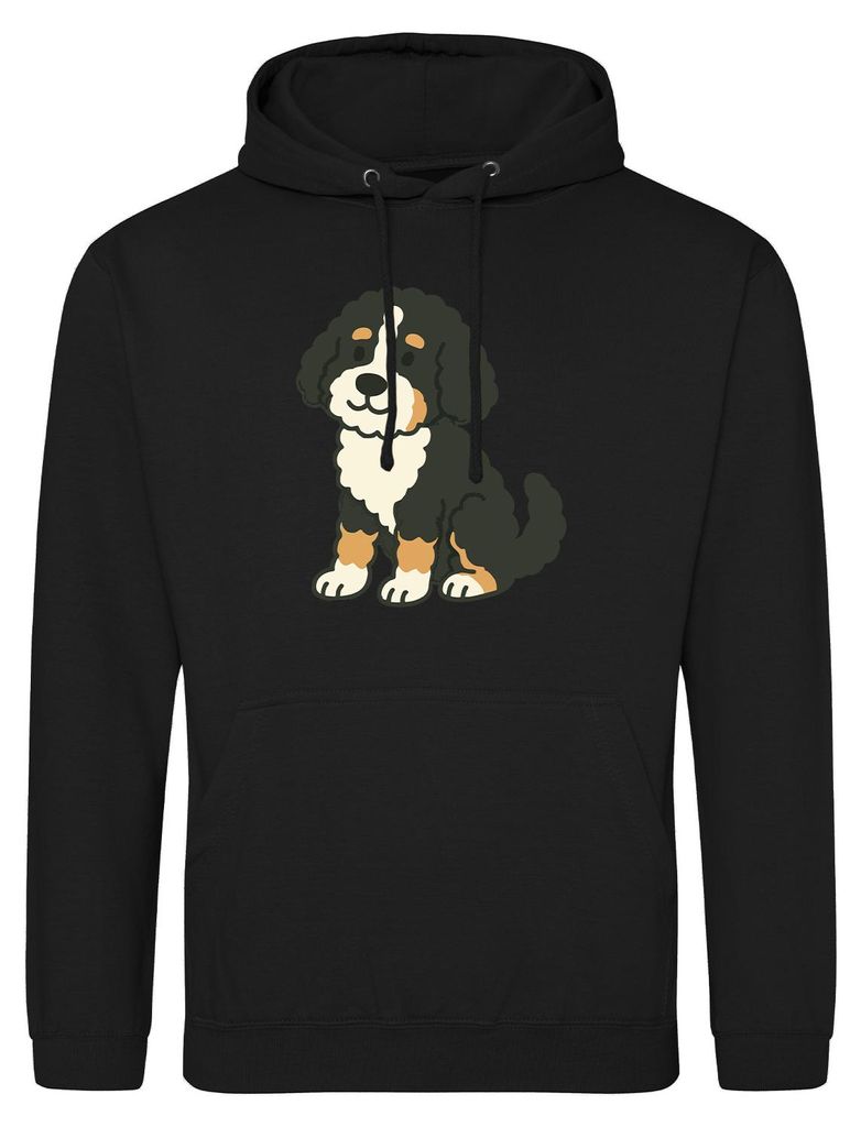 Huuraa Uni Hoodie Bernedoodle Comic Berniepoo 3XL Deep Black Vegan Sweatshirt Geschenkidee