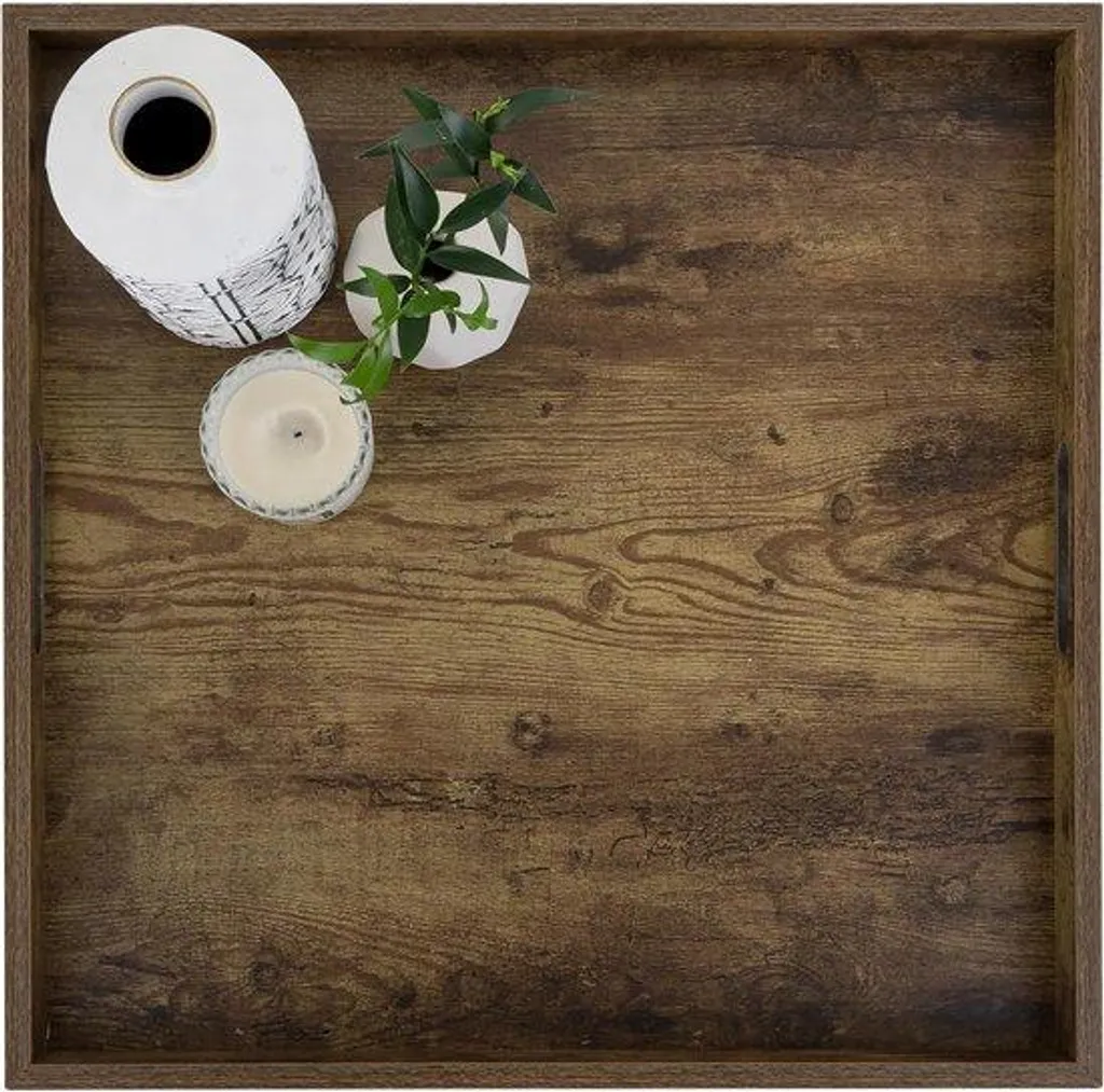 Plateau de Table Circulaire en Bois Vintage 50 cm Style Campagne Chic