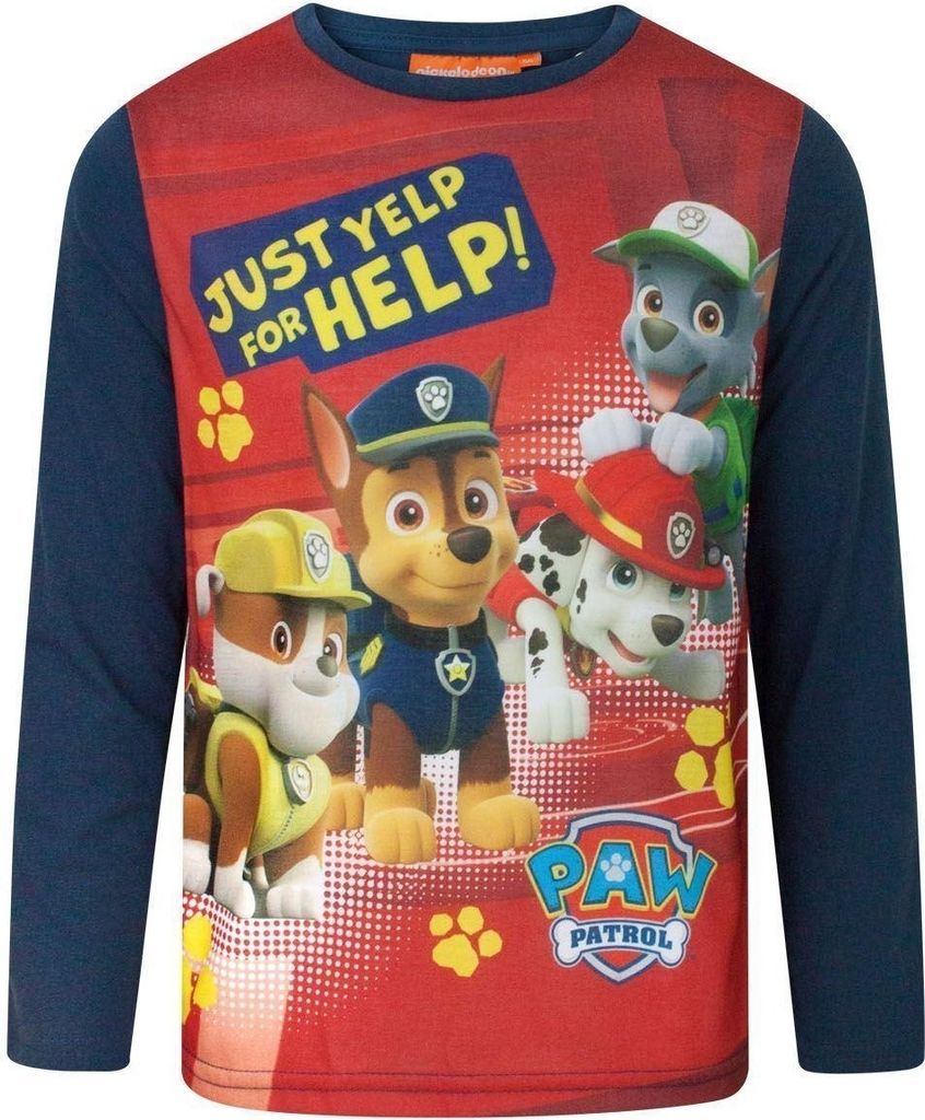 Paw Patrol - "Yelp For Help" T-Shirt für Jungen Langärmlig NS8013 (98) (Rot)