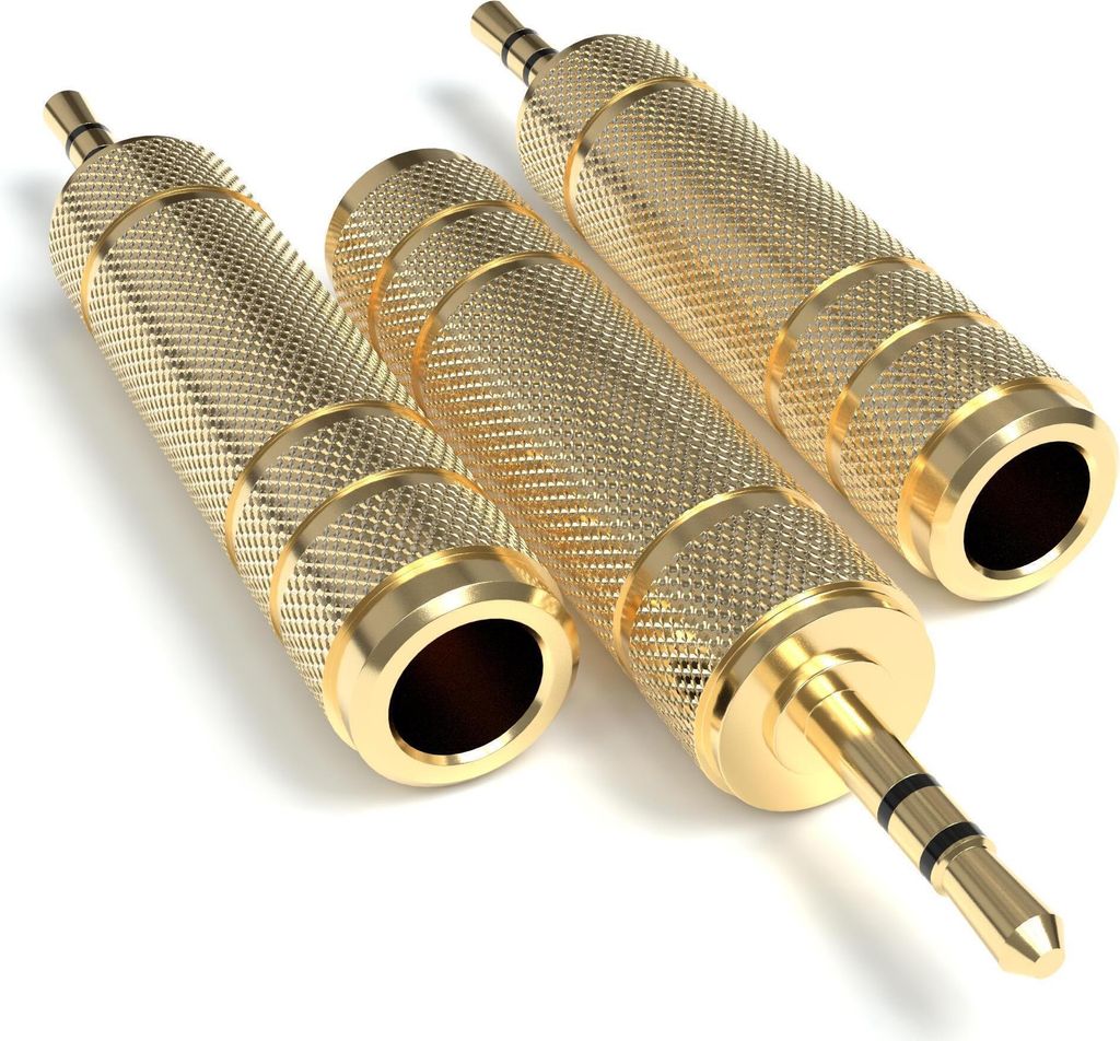3x Klinke Adapter 6.35mm auf 3.5mm verGoldete Stecker Aux Stereo Audio