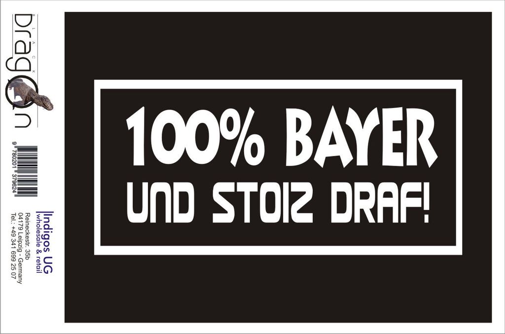 Aufkleber / Autoaufkleber - JDM / Die cut / Auto / OEM - 100% bayer und stoiz draf! - 210x100mm silber - Heckscheibe / Heckscheibenaufkleber