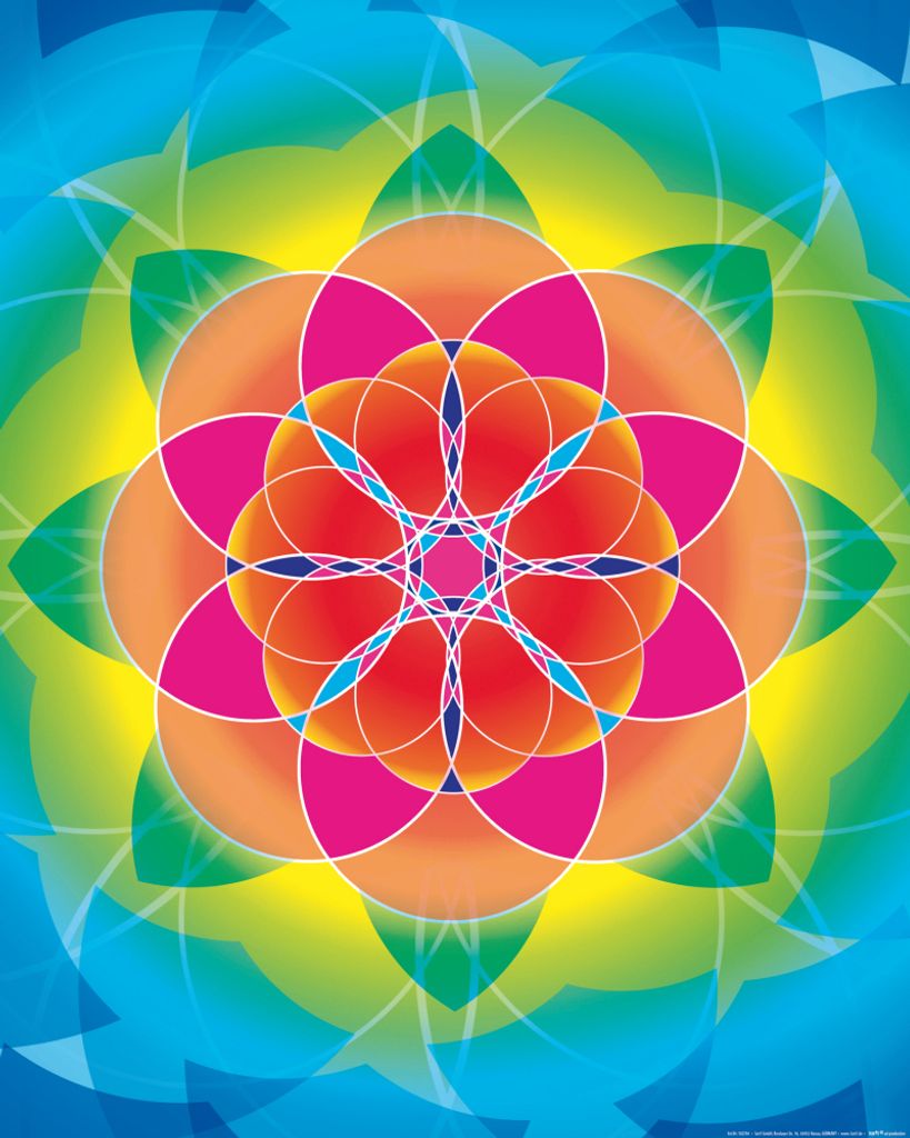 Mandalas Kunstdruck Bild - Blume Des Lebens, Regenbogen (50 x 40 cm)