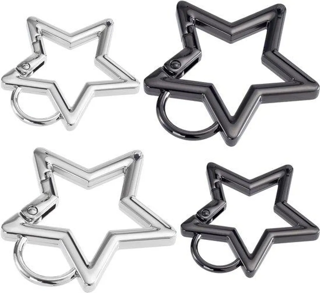 Lot de 4 mousquetons noir et argent en aluminium de différentes tailles
