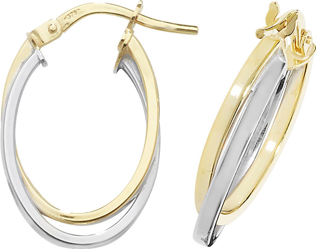 Boucles d'Oreilles Créoles Femme Or 2 Couleurs 375/1000 - Image du produit 