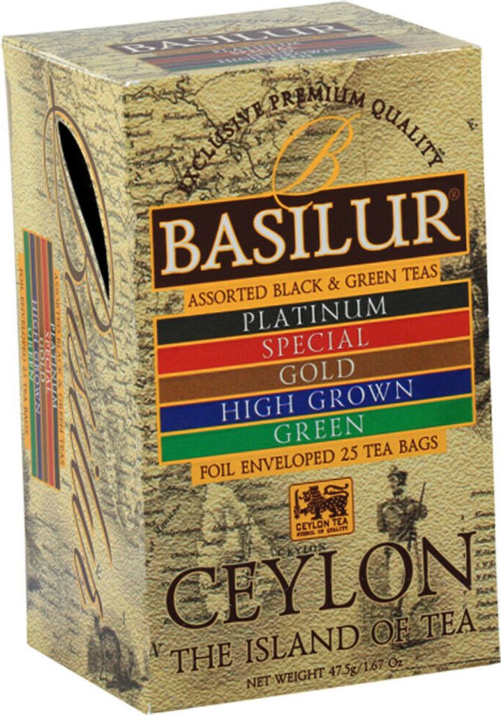 Basilur Tee Set Ceylon 5 Teesorten 25 Teebeutel Schwarztee Produktbild 