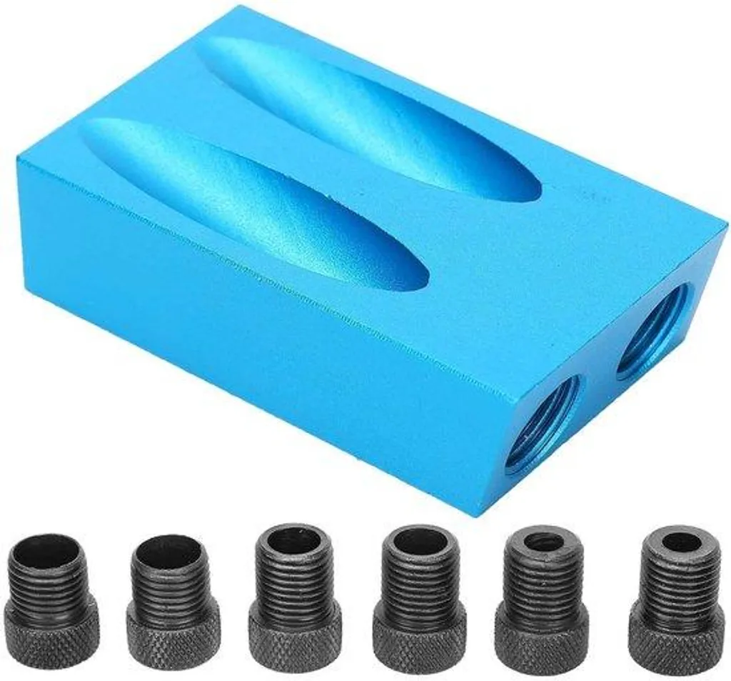 Guide de perçage 15° : Kit 7 pièces pour éviter les vis visibles en bois