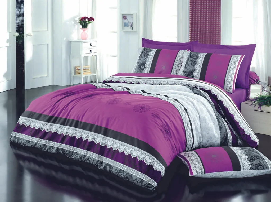 Housse de couette Violette Adal en coton renforcé ultra résistant