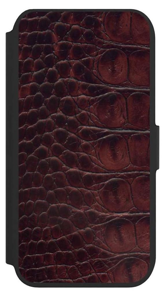 NIVOCASE Klapphülle für Apple iPhone 7 Handyhülle aus Kunst Leder NIVOflip schwarz Animalprint Krokodil Leder