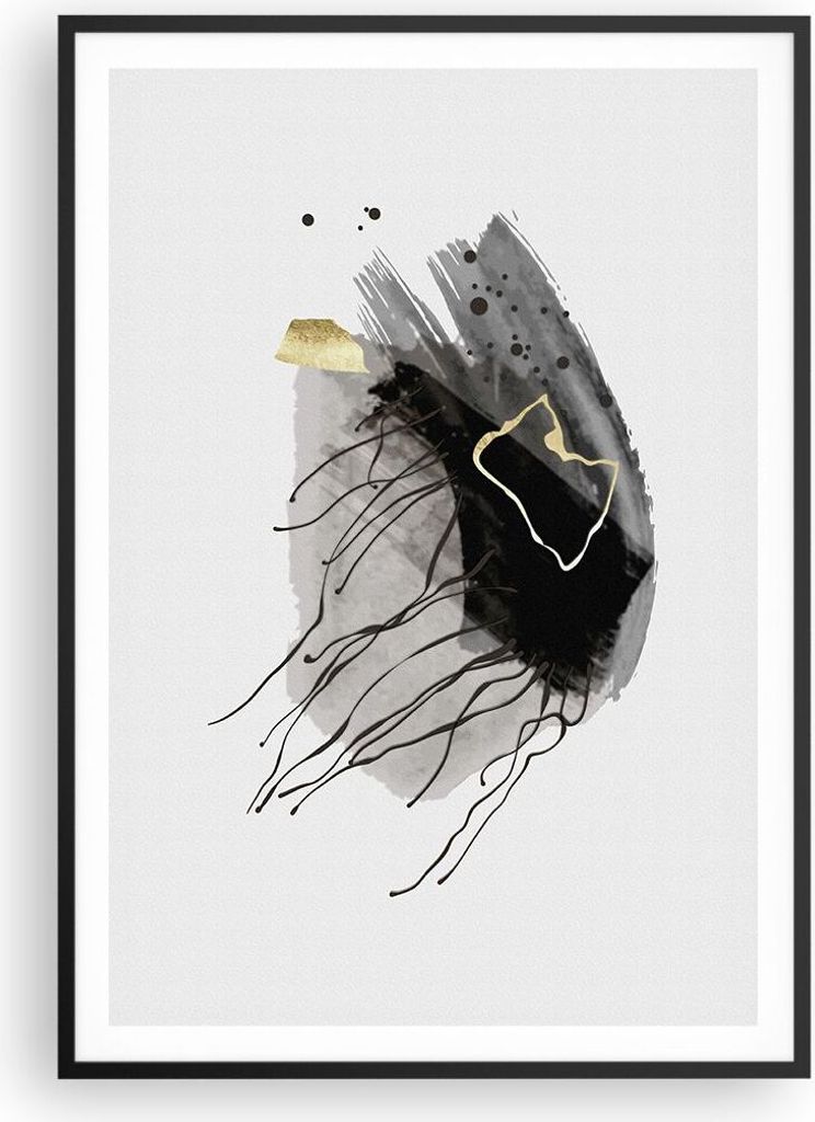 Gerahmtes Poster - Schwarzer Rahmen - Abstraktion dunkel Farben - 70x100 cm - Wand Bild - Wanddeko - Wandbilder - Wandposter - Bilderrahmen - Bilde...
