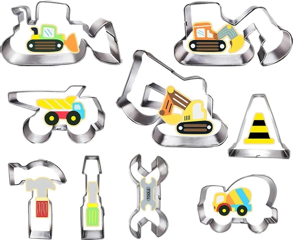 Set de 9 emporte-pièces camion de chantier pour biscuits et pâtisserie