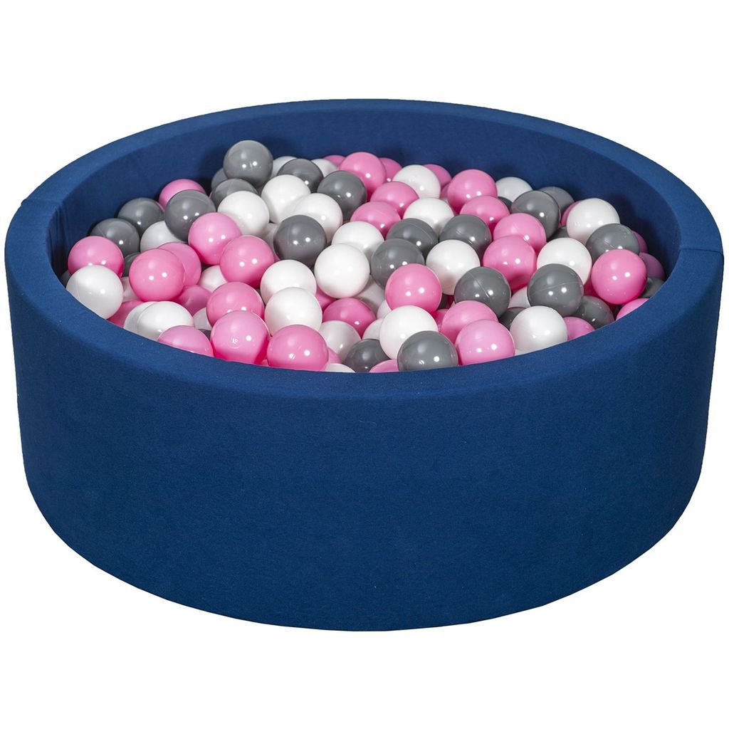 Bällebad Spielplatz + 450 Bälle marineblau weiß, hellrosa, grau