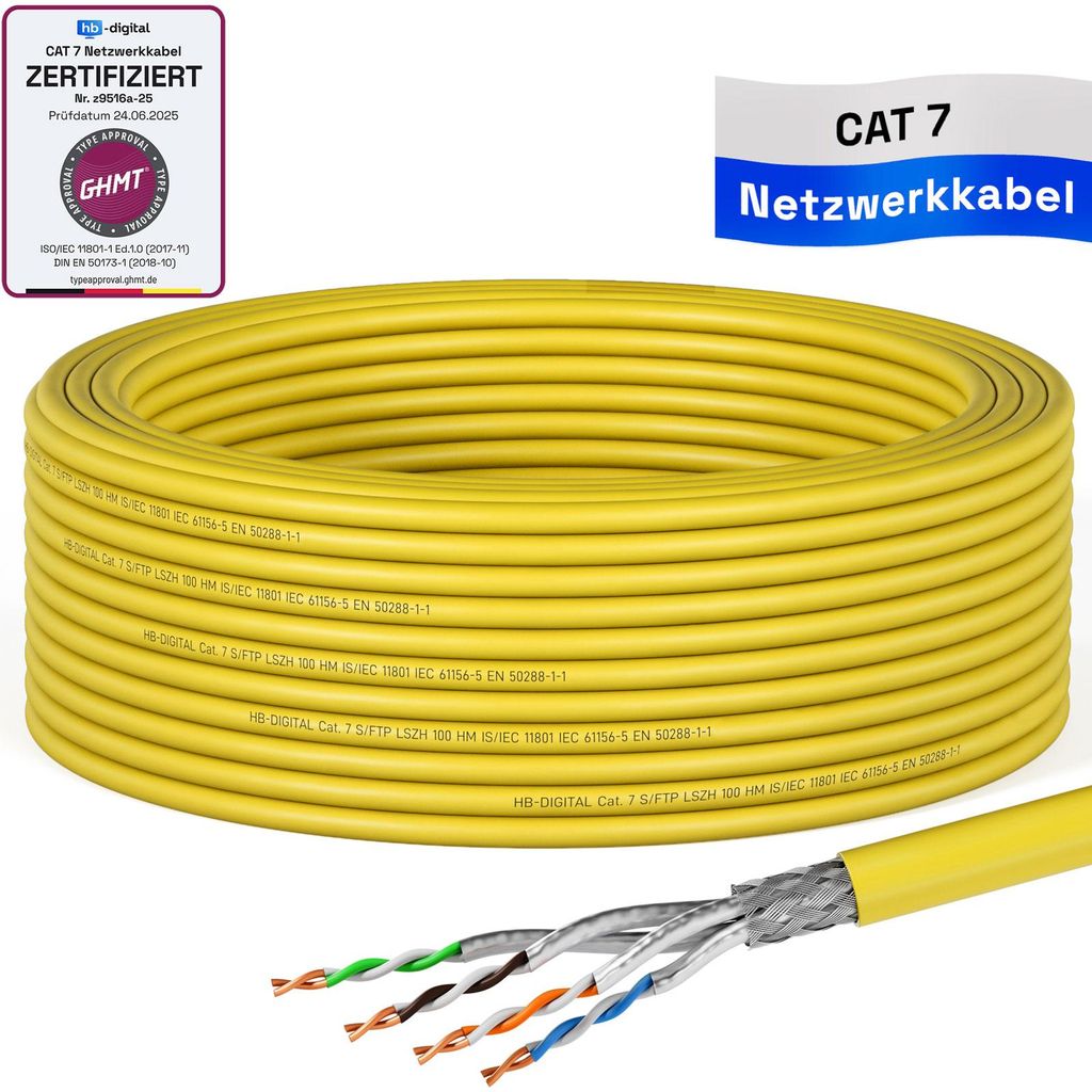 hb-digital CAT 7 Kabel 15m Verlegekabel CAT7 max. 1000 MHz Produktbild 
