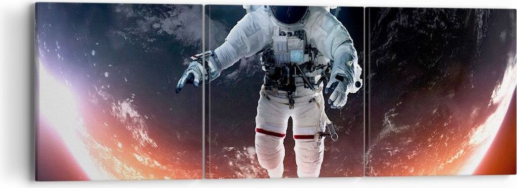 Bild auf Leinwand - Leinwandbild - Kosmonaut Weltraum - 90x30cm - Wand Bild - Wanddeko - Wandbilder - Leinwanddruck - Bilder - Kunstdruck - Wanddek...