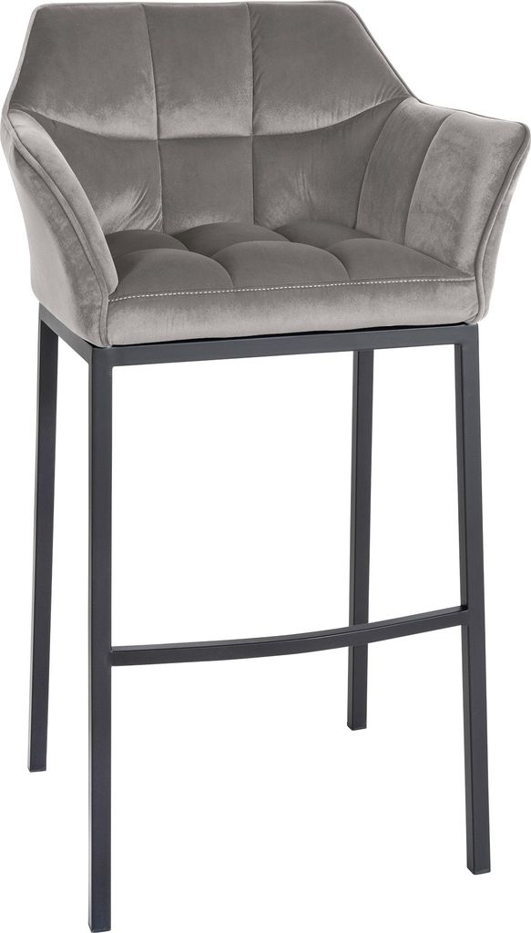 Barhocker HLO-CP1 B Samt mit 4-Fuß Gestell grau