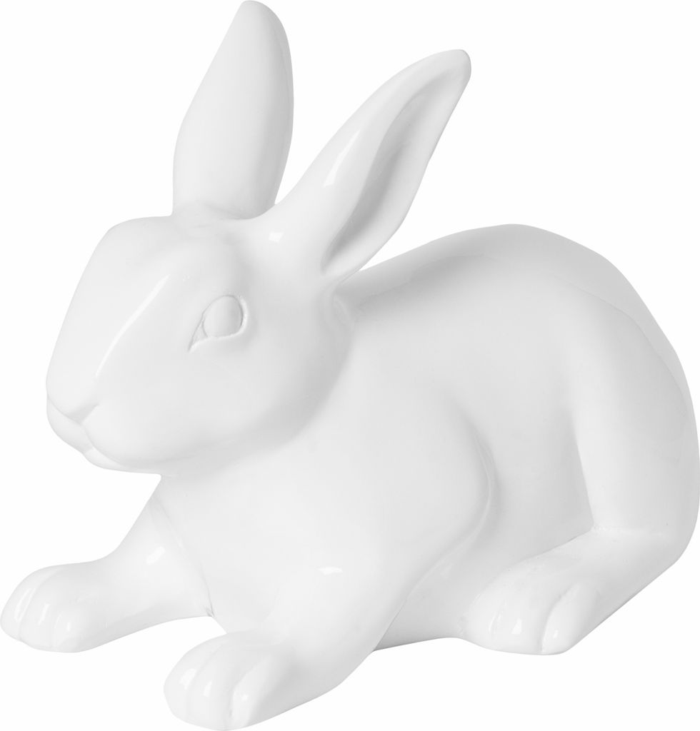 Deko-Hase Roger in weiß aus robustem Fiberstone, Größe M - Produktbild 