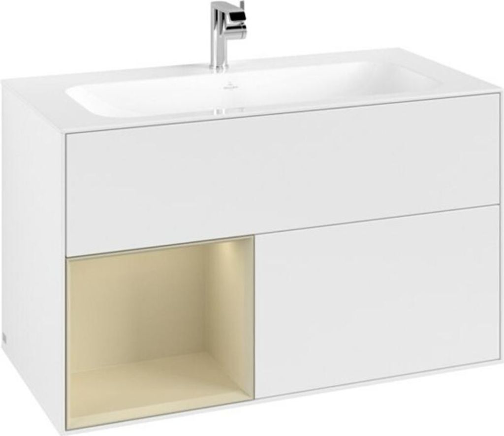 V&B Waschtischunterschrank Finion Reg li si Gr m Lac, White matt lacquer