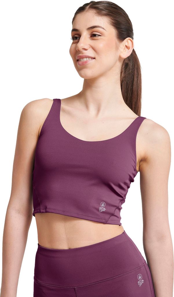 ATHL DPT. Damen modisches kurzes Sporttop / Croptop mit Sport-BH, Sporttop Pflaume, Gr. XL