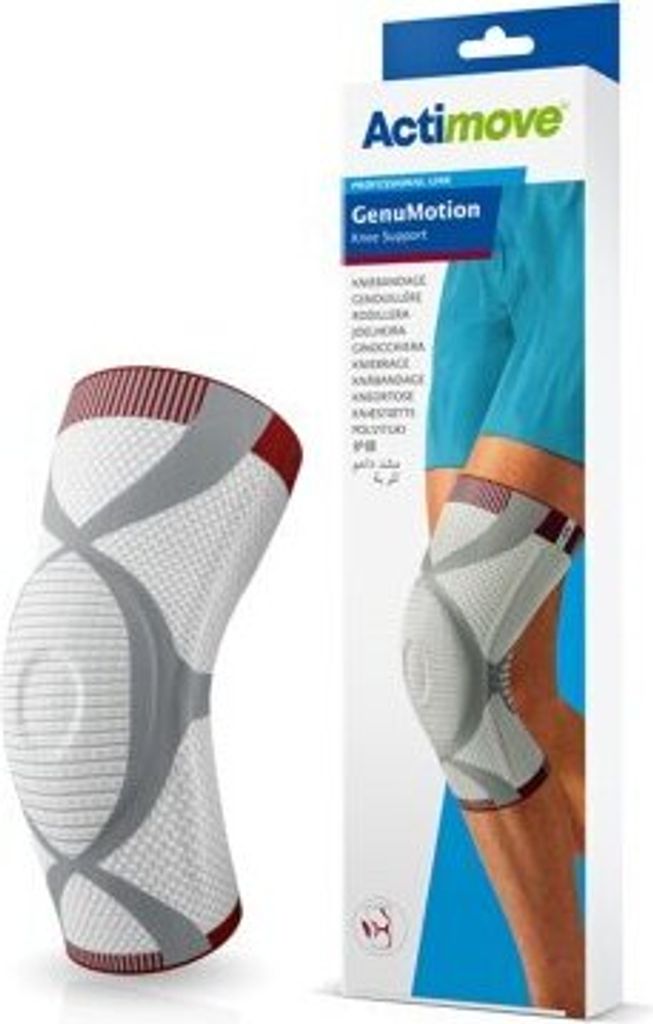 Actimove GenuMotion Kniebandage>>>>Farbe: weiß/grau/rot Gr. M+