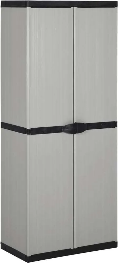 Mobiletto Esterno 3 Ripiani vidaXL 68x40x168 cm Grigio e Nero - 8