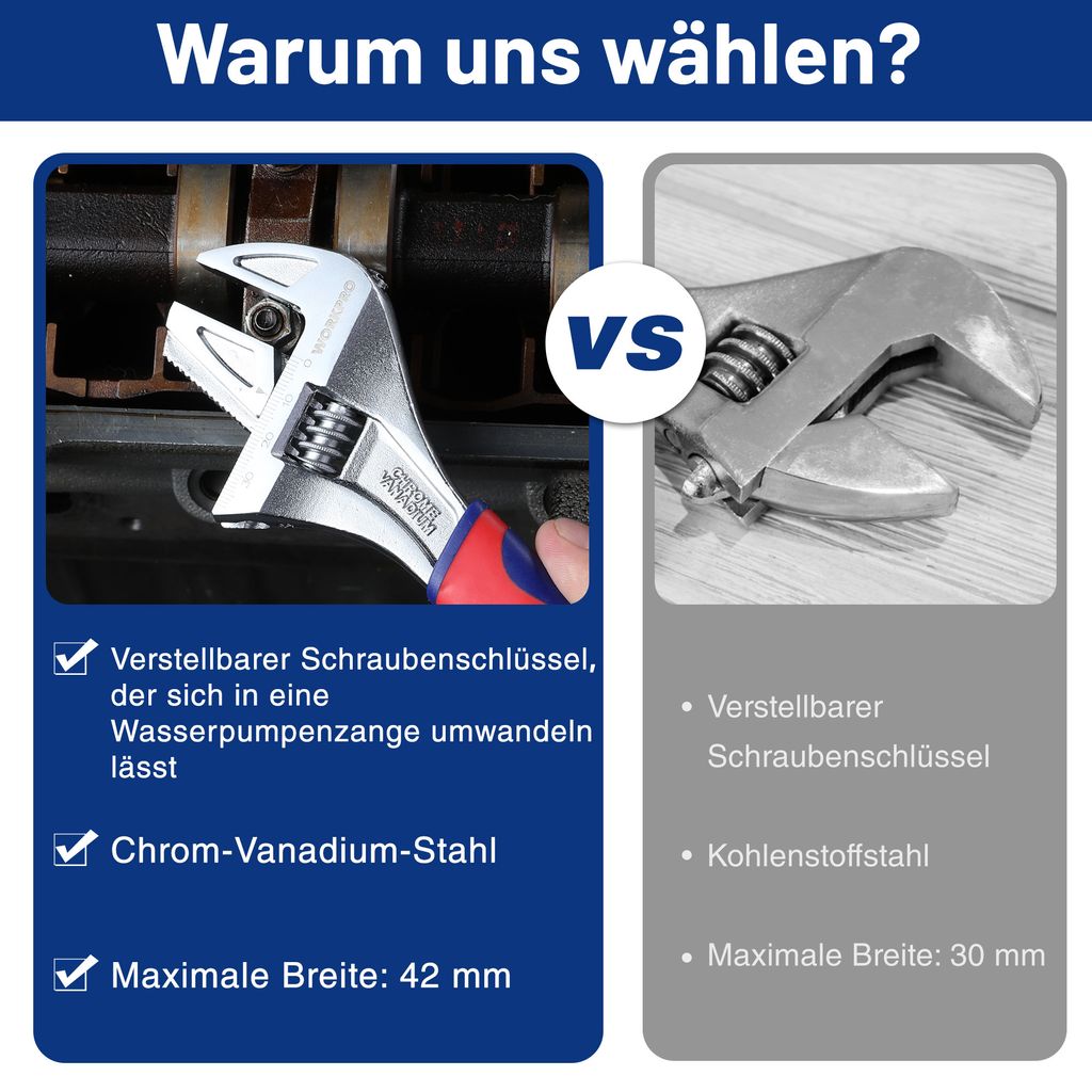 OEMTOOLS Verstellbarer Schraubenschlüssel – 15,2 Cm, Vernickelt Und Rostfrei, Mit Einfachem Auslöser