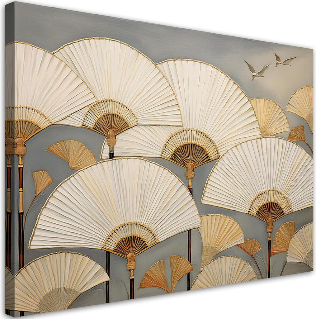 Leinwandbild Japanese Fans 60x40 Feeby Beige bild für die wand bereit zum aufhängen