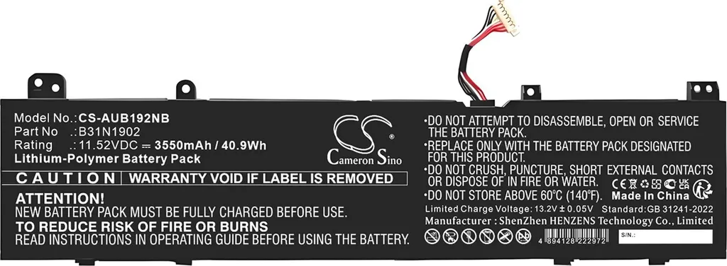 TECHTEK Batteria notebook compatibile con sostituisce B31N1902 - 2