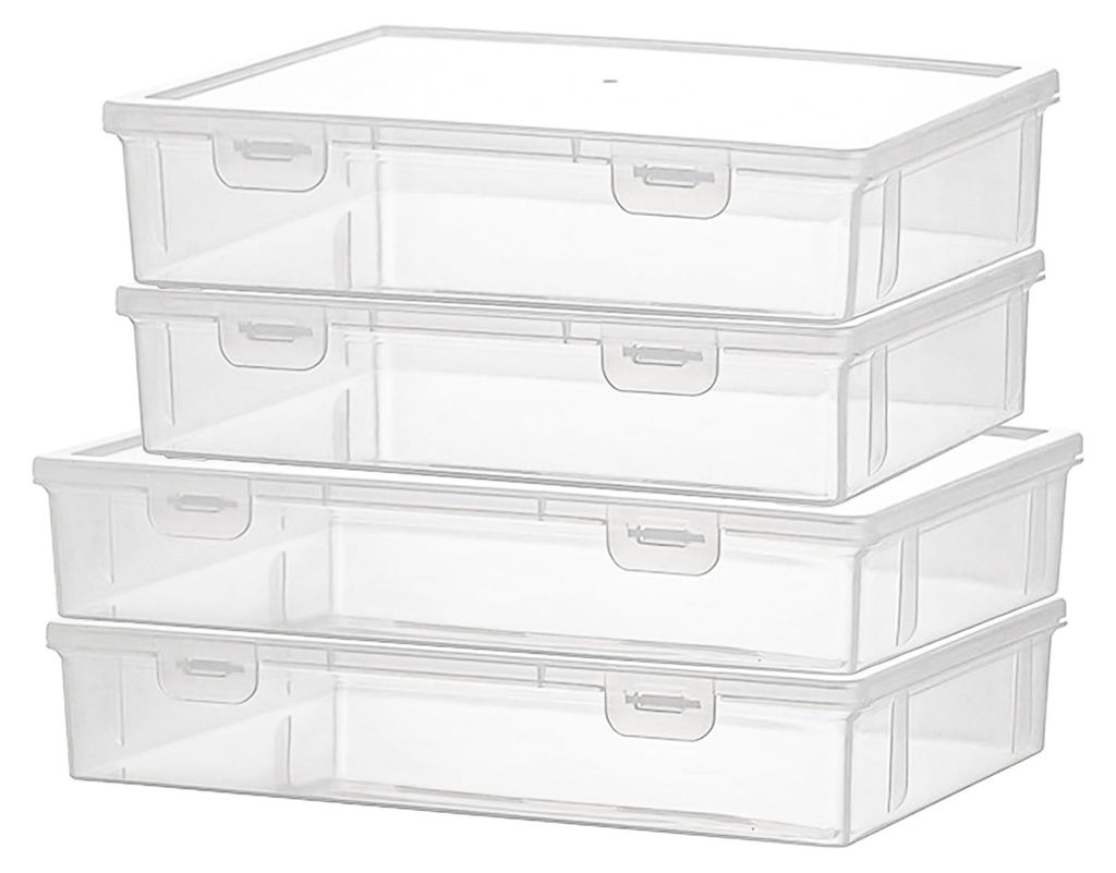 4-teilige Aufbewahrungsbox mit Deckel, Klappe und Stapelstange für Dokumente, Akten, Papier und Fotos