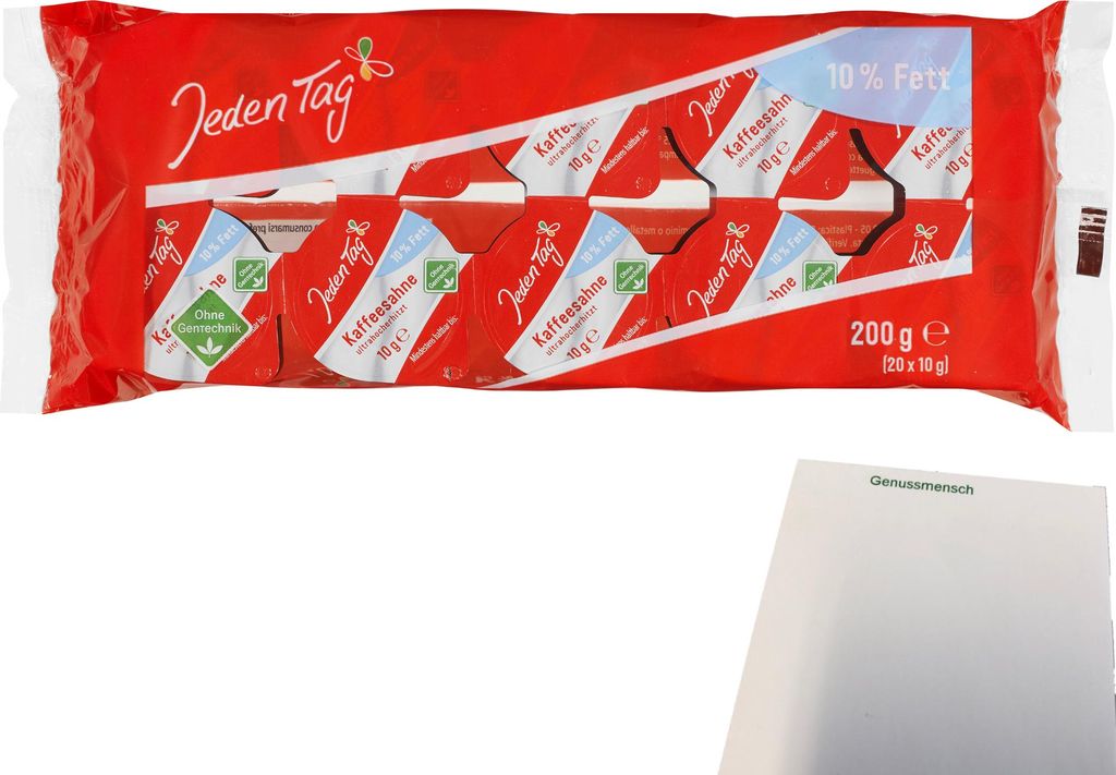 Jeden Tag Kaffeesahne 10% Fett ohne Gentechnik (20x10g Packung) + usy Block