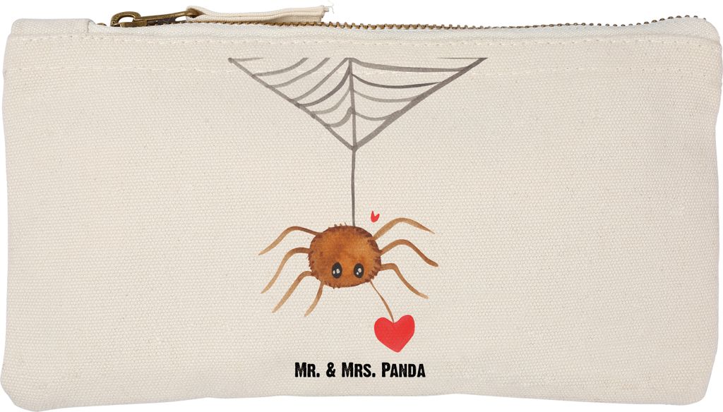 Mr. & Mrs. Panda Kosmetiktasche Spinne Agathe Liebe Größe S Klein - Weiß - Geschenk, Liebesbeweis, Liebesgeschenk, Pouch, Verliebt, Schminktasch...