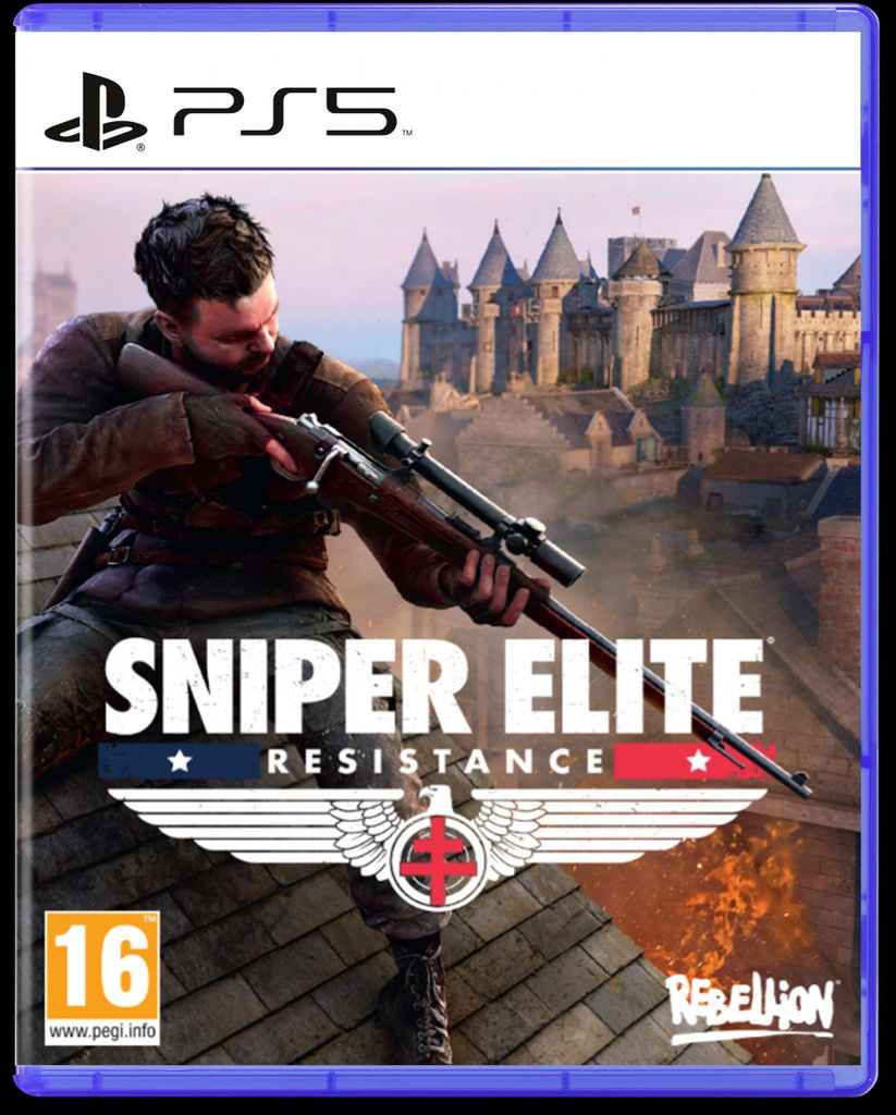 The cover art for the video game Sniper Elite: Resistance for PlayStation 5.