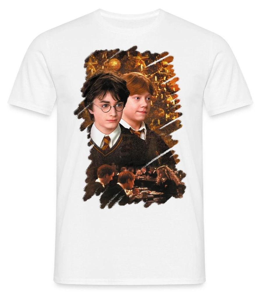 Spreadshirt Harry Potter Ugly Christmas Harry & Ron Männer T-Shirt, 4XL, Weiß