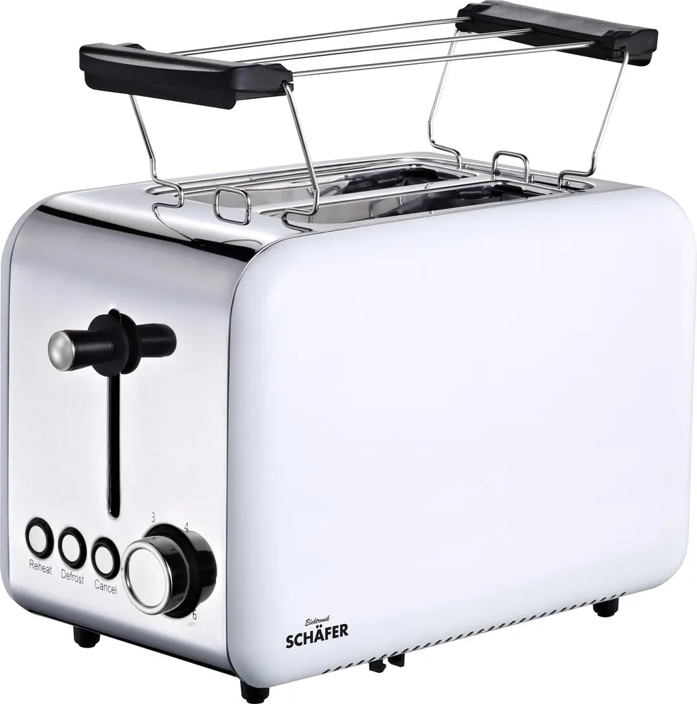 Grille-pain Schäfer 74180 en acier inoxydable, 2 fentes, blanc et argent