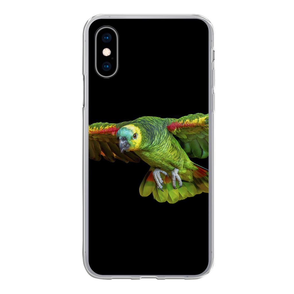MuchoWow Handyhülle Schutzhülle Hülle für iPhone X Papagei - Vogel - Federn Silikon Softcase Handy Hülle - Handyhülle