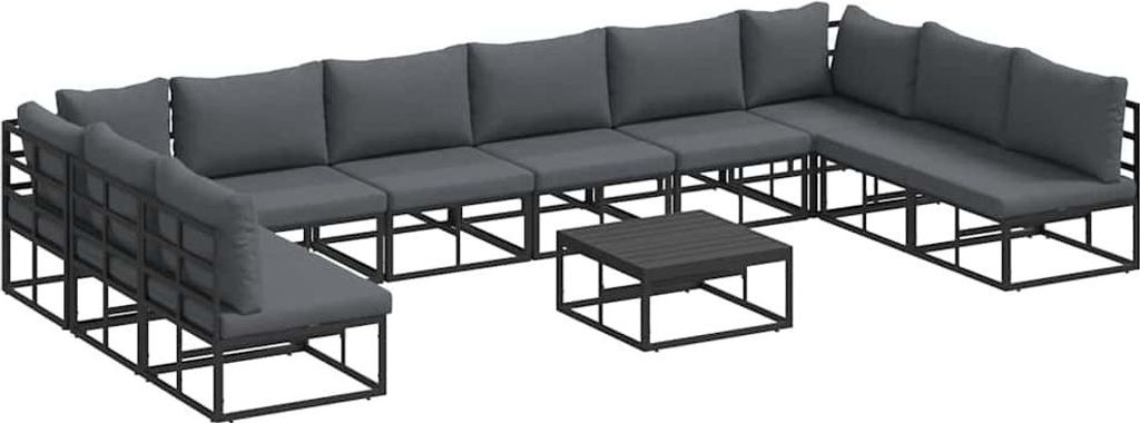 "WINTER SALE" Gartensofa-set - elegantes Design - Sitzgruppe mit Sofa, Tisch - mit Kissen 11 pcs Schwarz Aluminium - Terassenmöbel NeuMöbel758847