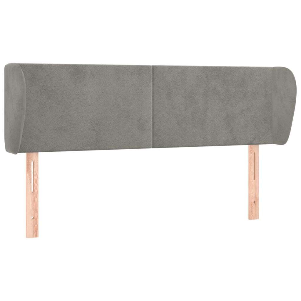 vidaXL Kopfteil mit Ohren Hellgrau 147x23x78/88 cm Samt