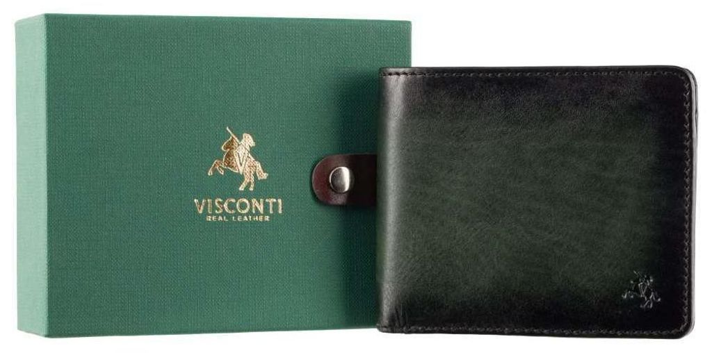 Visconti portfel męski skóra naturalna zielony RFID 9,2x11 Zdjęcie produktu 