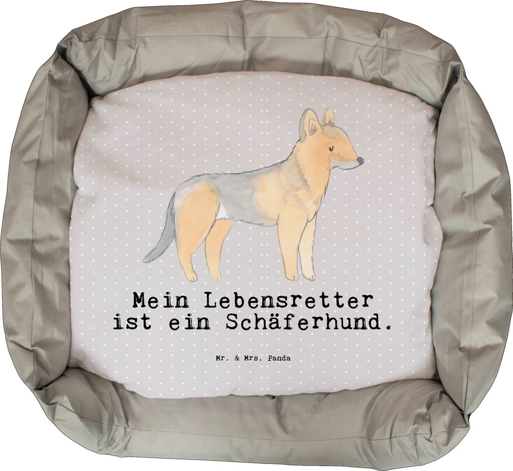 Mr. & Mrs. Panda Hundekorb Schäferhund Lebensretter - Grau Pastell - Geschenk, Geburtstag, Weihnachten, Hund, Hundekörbchen, Valentinstag, Vatertag