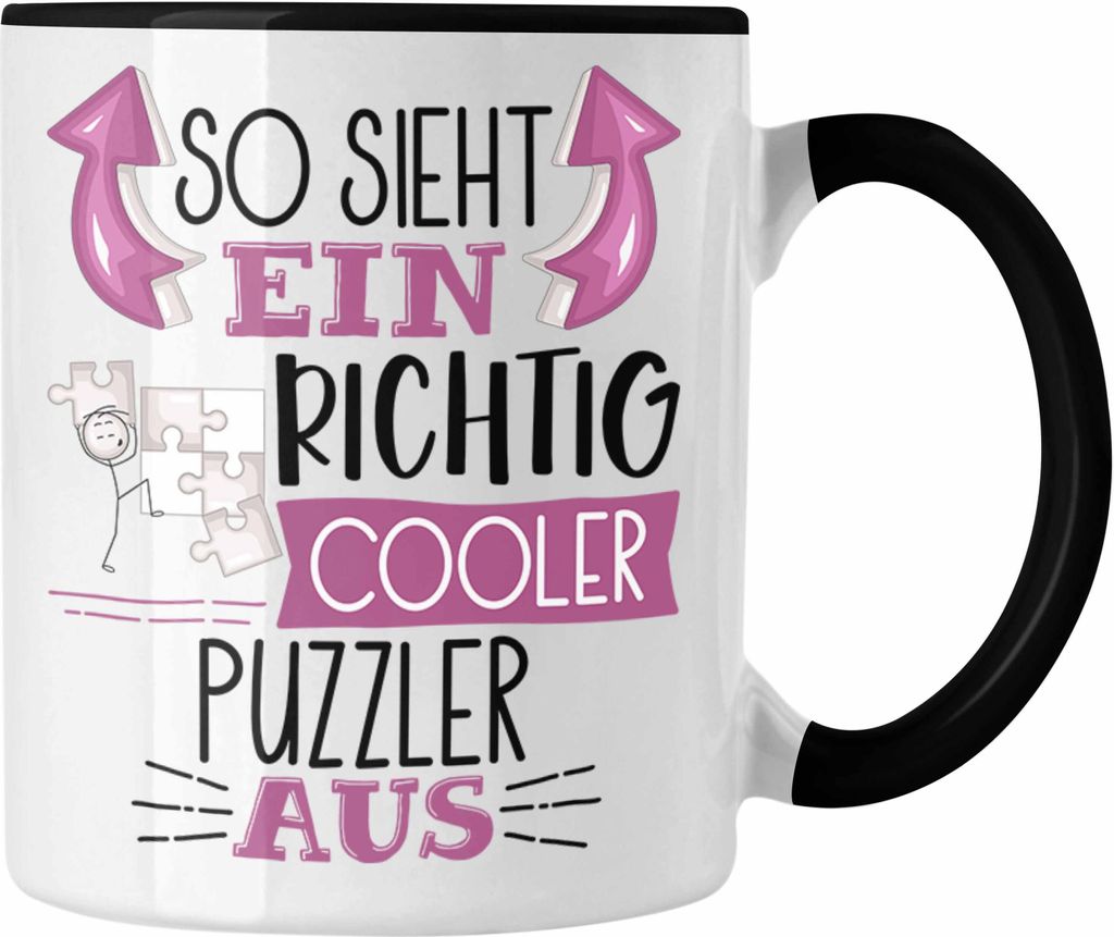 Trendation - So Sieht Ein Richtig Cooler Puzzler Aus Geschenk Tasse Lustiger Spruch Geschenkidee (Schwarz)