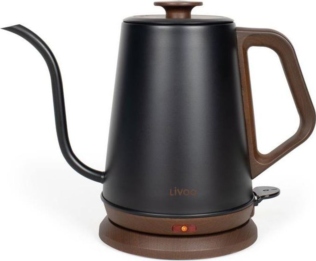 Wasserkocher Schwanenhals LIVOO DOD206, 1360 W, 1 L, 360° Sockel, Schwarz/Braun, Präzisionsausguss