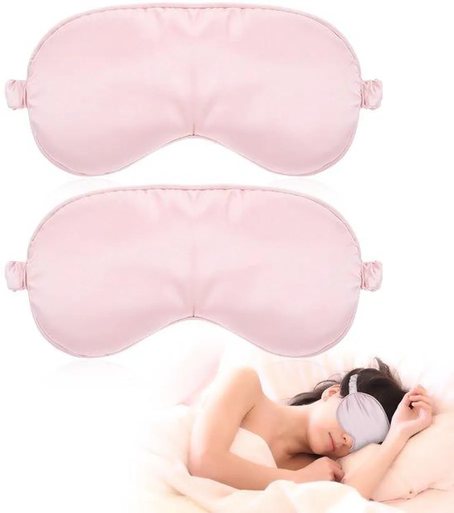 Lot de 2 masques de sommeil en satin rose occultants pour homme et femme